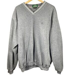 Vintage Disney Golf Collection Mens XL Gray V Neck Fleece Pullover Sweater